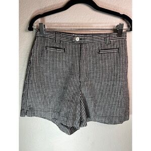 Skoozi Checkered Linen Blend Women's Shorts. Black & White. Size 7